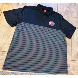 Ohio State Buckeyes Men's Licensed Polo Shirt Gray/Bkack Stripes XL Dry-fit